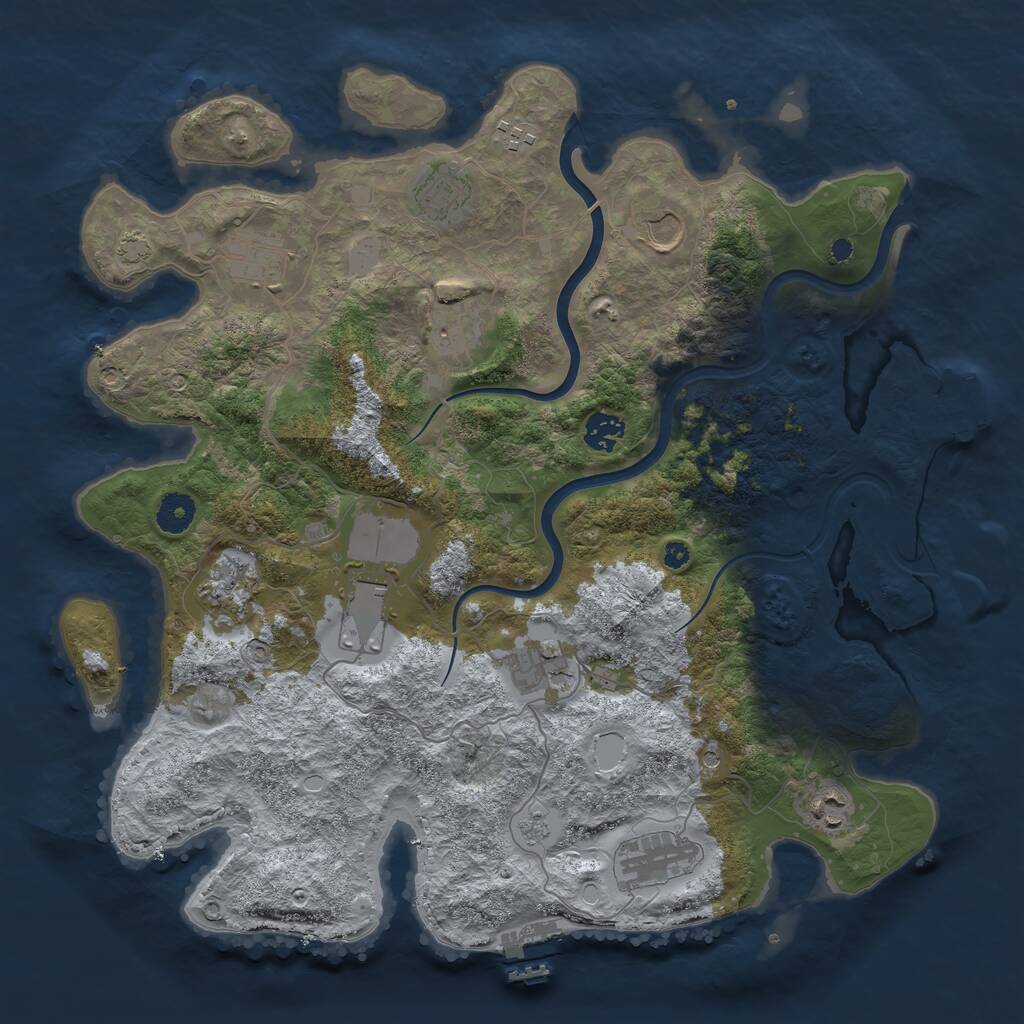 Rust Map: Procedural Map, Size: 3900, Seed: 1623988, 17 Monuments