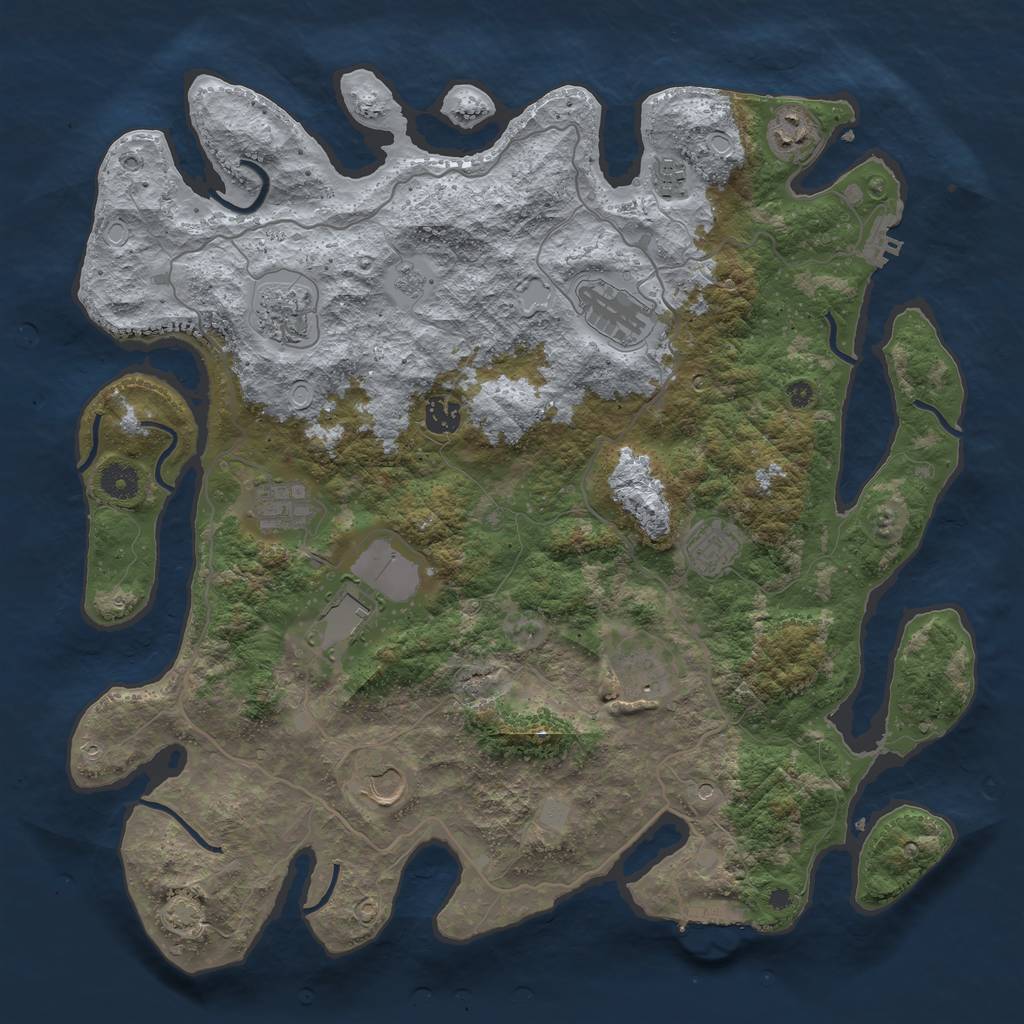 Rust Map: Procedural Map, Size: 4100, Seed: 61861132, 18 Monuments