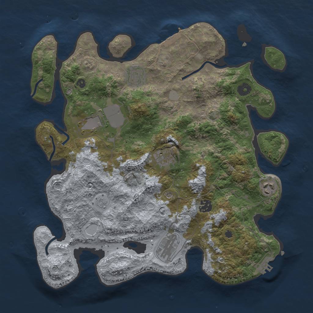 Rust Map: Procedural Map, Size: 3550, Seed: 15187285, 14 Monuments