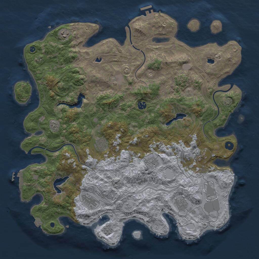 Rust Map: Procedural Map, Size: 4500, Seed: 36819672, 16 Monuments
