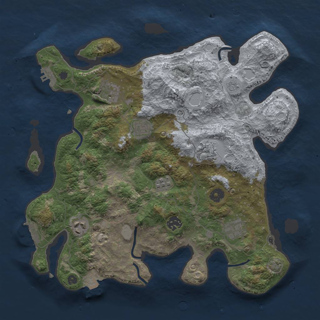 Rust Map: Procedural Map, Size: 3400, Seed: 54017022, 15 Monuments