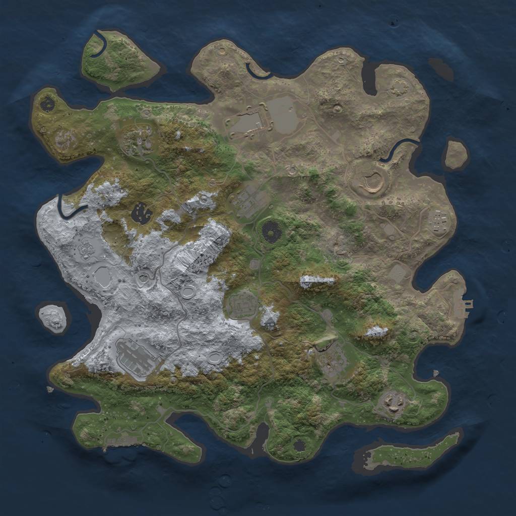 Rust Map: Procedural Map, Size: 3750, Seed: 32791426, 18 Monuments