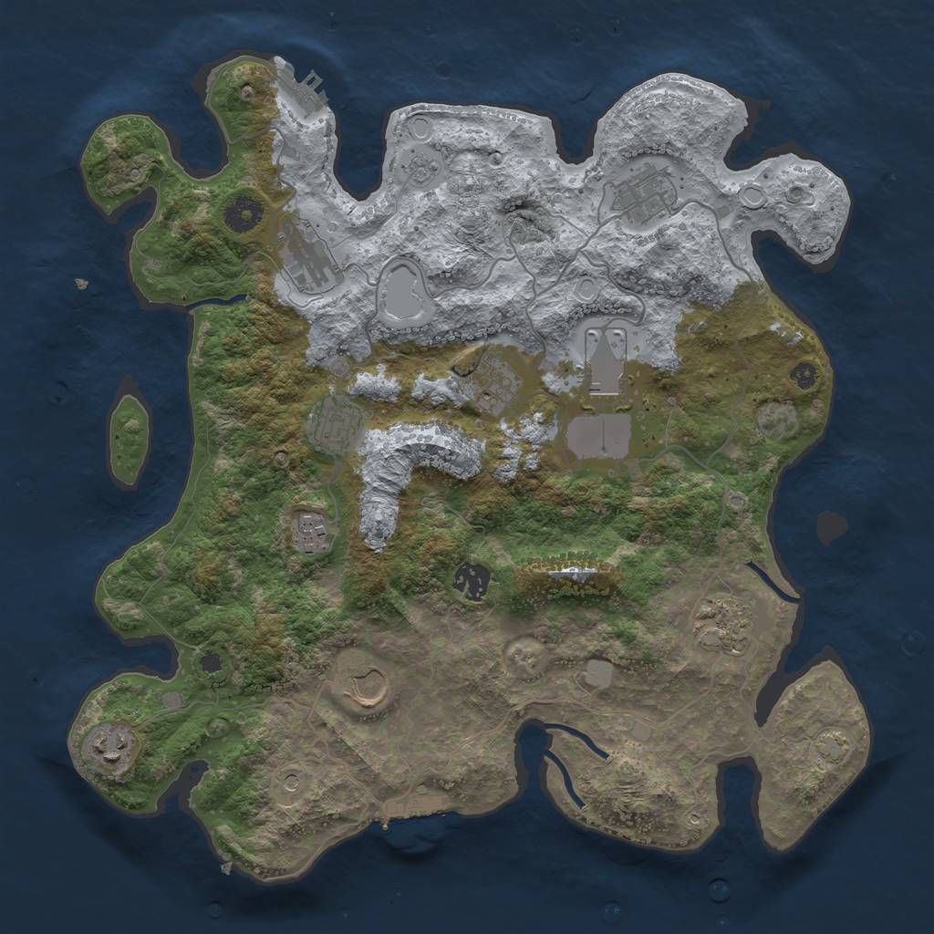 Rust Map: Procedural Map, Size: 3750, Seed: 1086875969, 18 Monuments