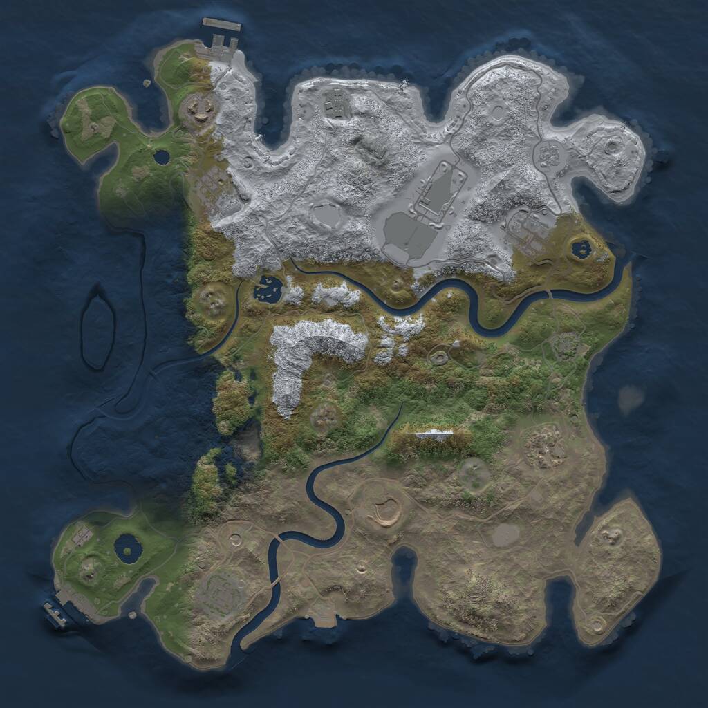 Rust Map: Procedural Map, Size: 3750, Seed: 1086875969, 15 Monuments