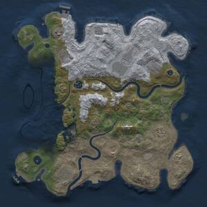 Thumbnail Rust Map: Procedural Map, Size: 3750, Seed: 1086875969, 15 Monuments