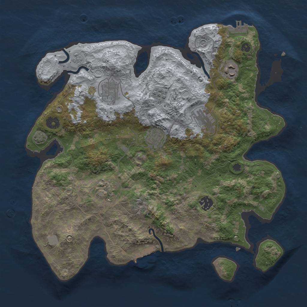 Rust Map: Procedural Map, Size: 3450, Seed: 68558148, 15 Monuments
