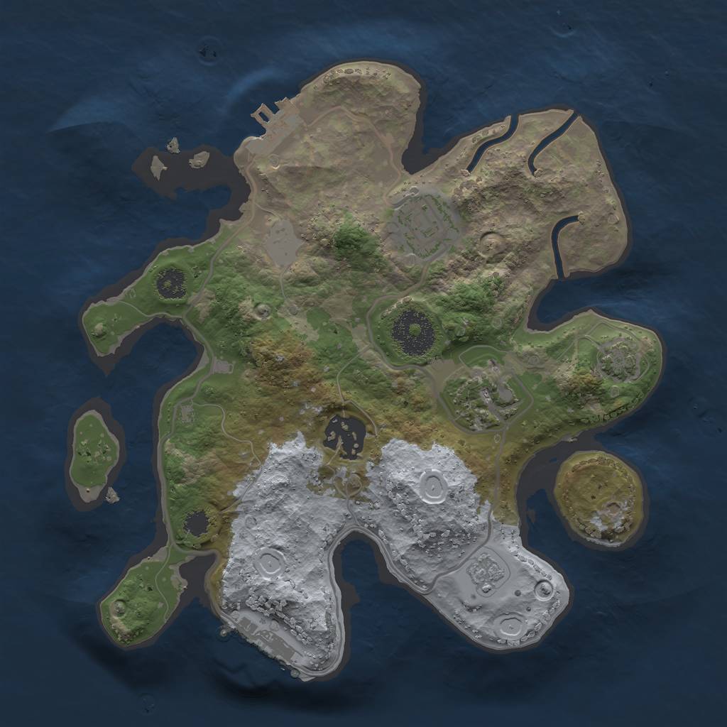 Rust Map: Procedural Map, Size: 2500, Seed: 968235816, 10 Monuments