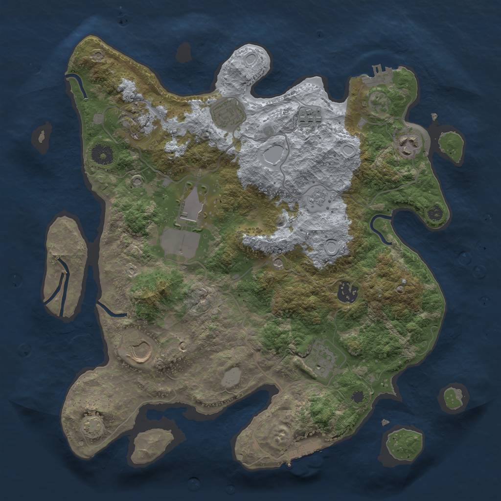 Rust Map: Procedural Map, Size: 3500, Seed: 18598530, 16 Monuments