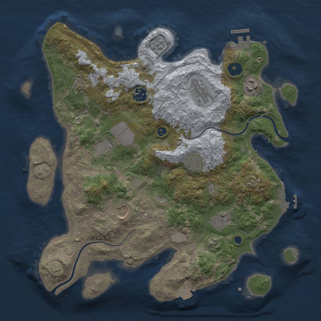 Rust Map: Procedural Map, Size: 3500, Seed: 18598530, 14 Monuments