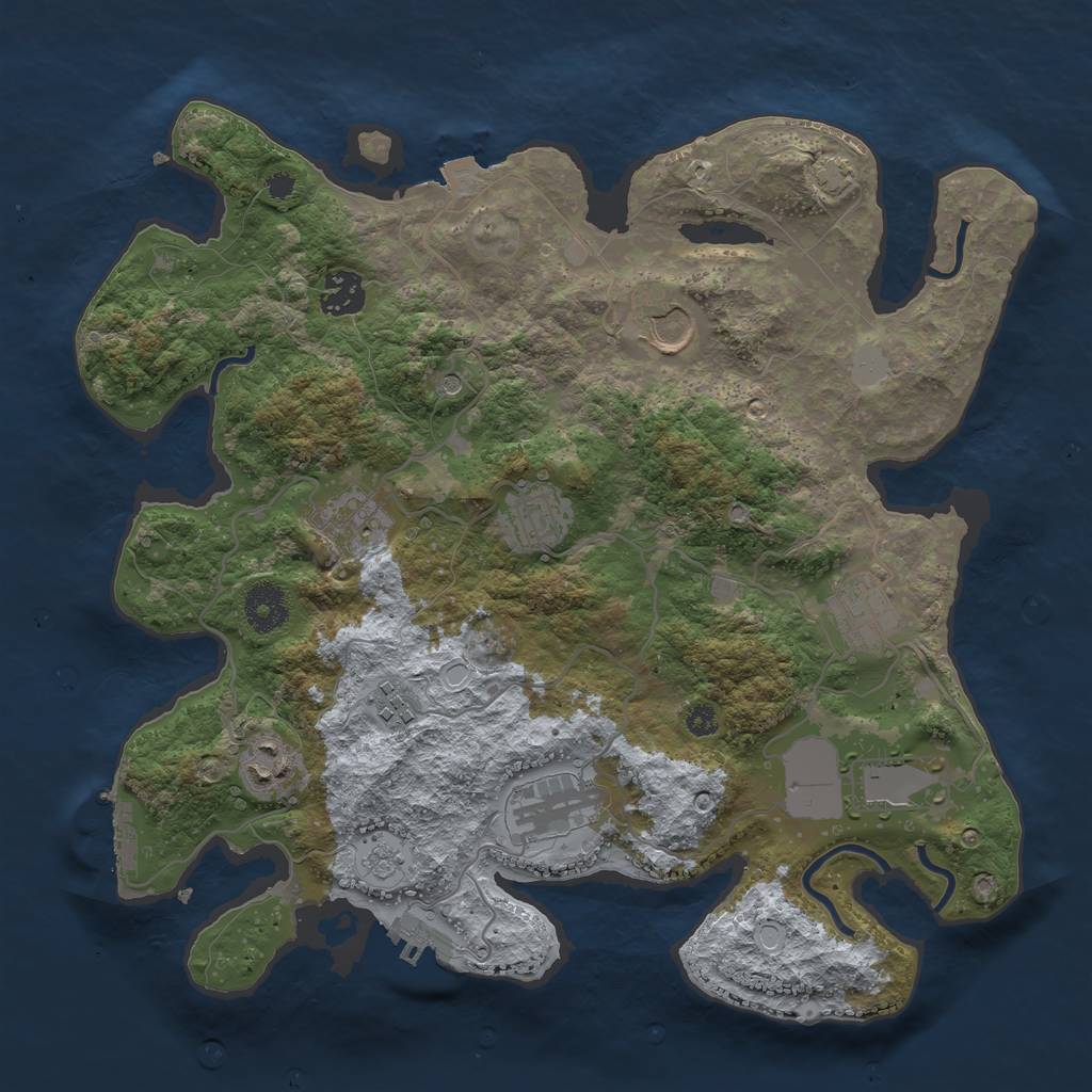 Rust Map: Procedural Map, Size: 3500, Seed: 1939059686, 17 Monuments