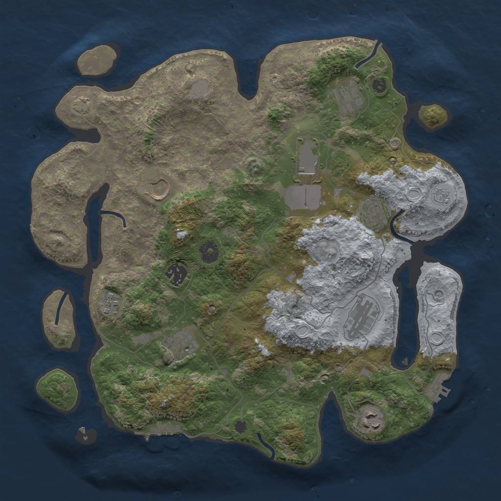 Rust Map: Procedural Map, Size: 3600, Seed: 5084716, 17 Monuments