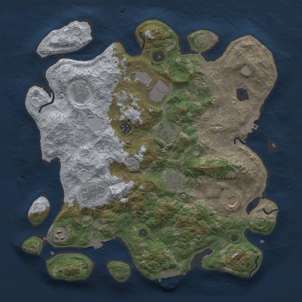 Rust Map: Procedural Map, Size: 3850, Seed: 17361723, 18 Monuments
