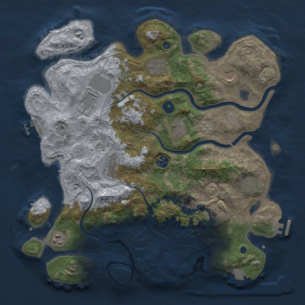 Rust Map: Procedural Map, Size: 3850, Seed: 17361723, 16 Monuments
