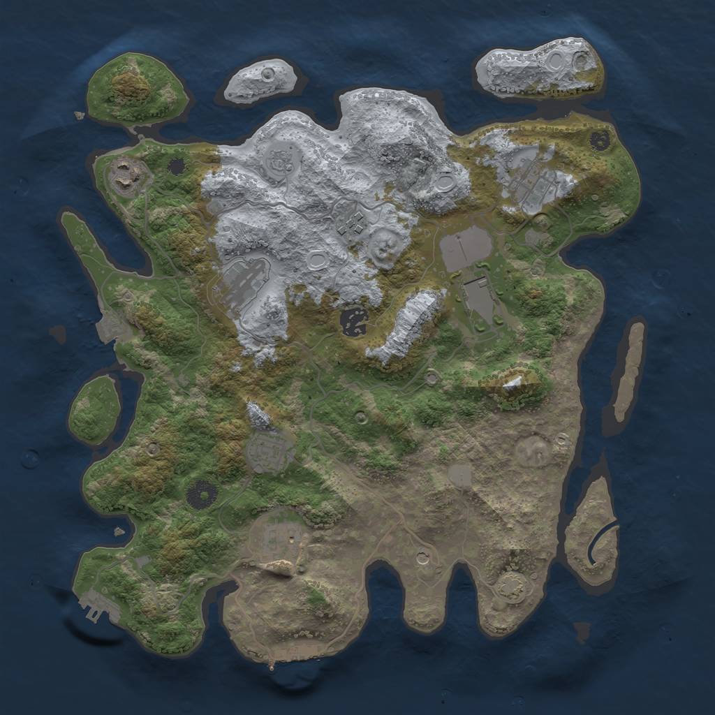 Rust Map: Procedural Map, Size: 3600, Seed: 72895279, 16 Monuments
