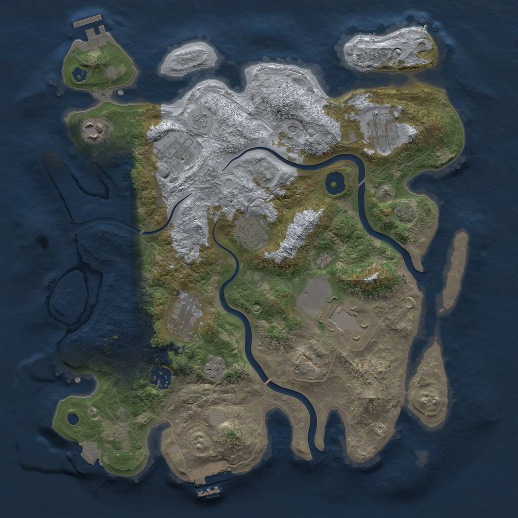 Rust Map: Procedural Map, Size: 3600, Seed: 72895279, 14 Monuments