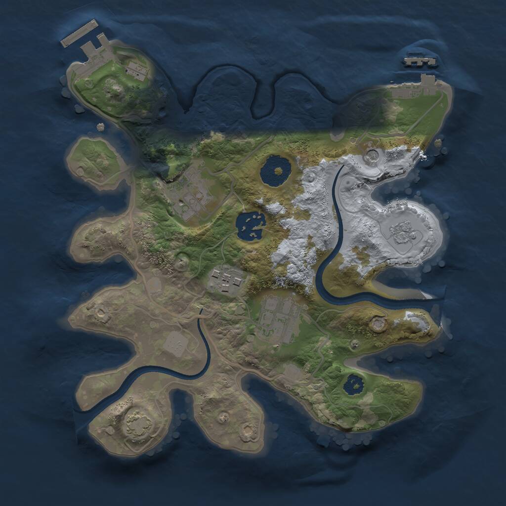 Rust Map: Procedural Map, Size: 2500, Seed: 1715784456, 10 Monuments