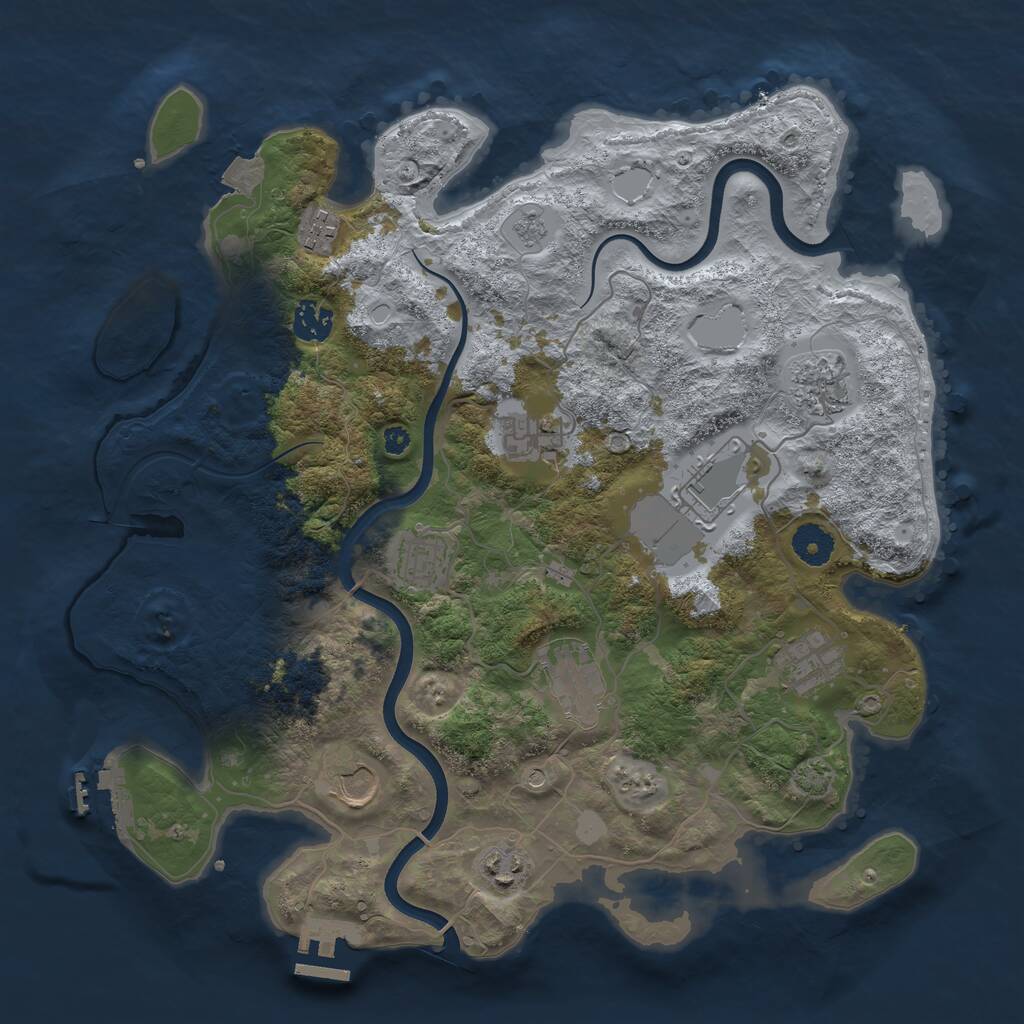 Rust Map: Procedural Map, Size: 3750, Seed: 106575185, 16 Monuments