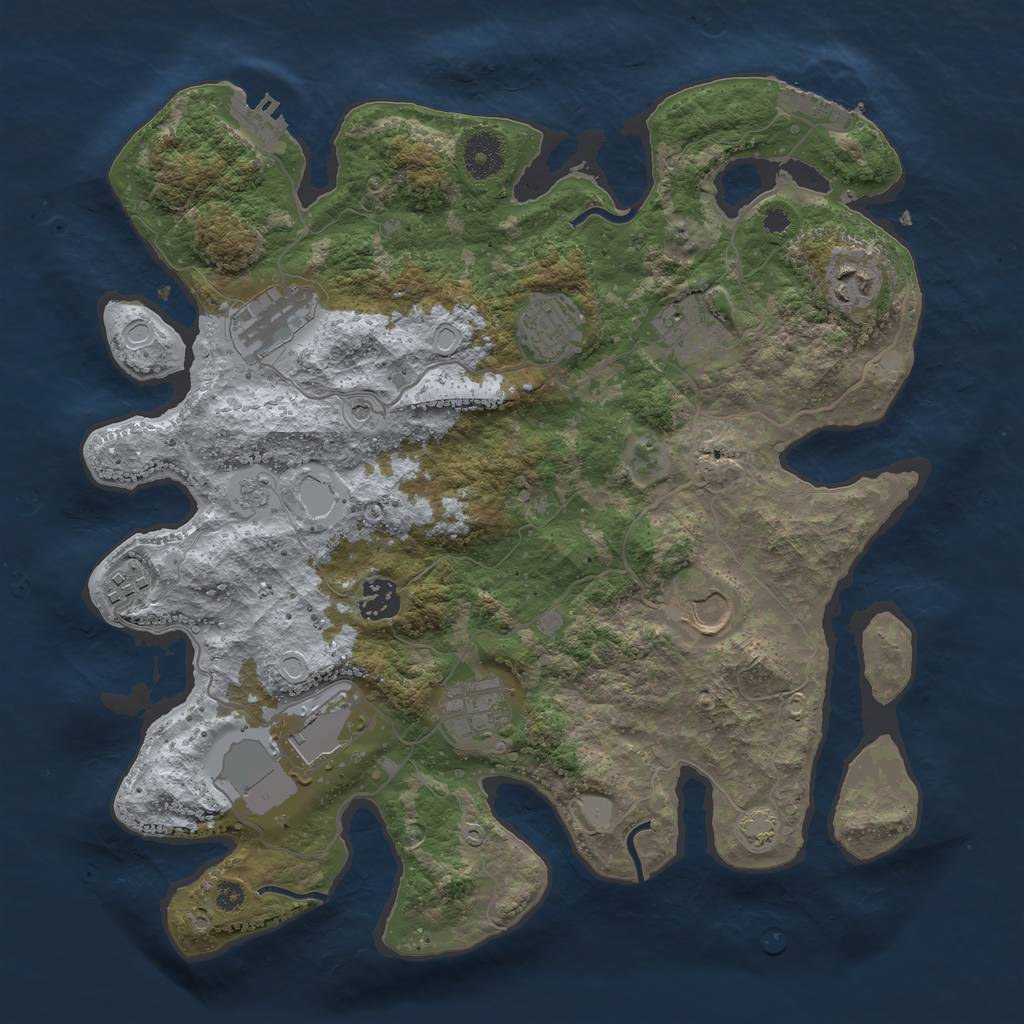 Rust Map: Procedural Map, Size: 3600, Seed: 71651170, 17 Monuments