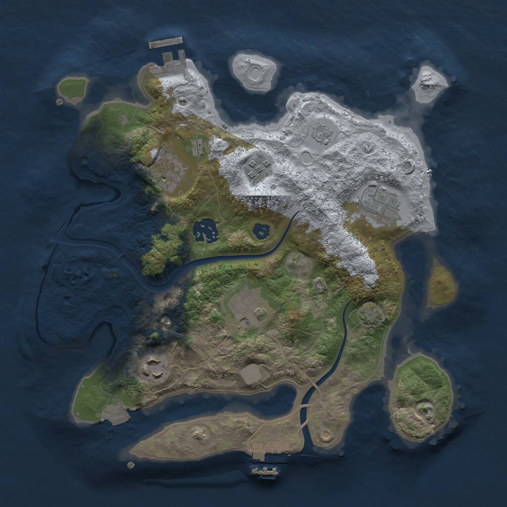 Rust Map: Procedural Map, Size: 3000, Seed: 24969, 12 Monuments