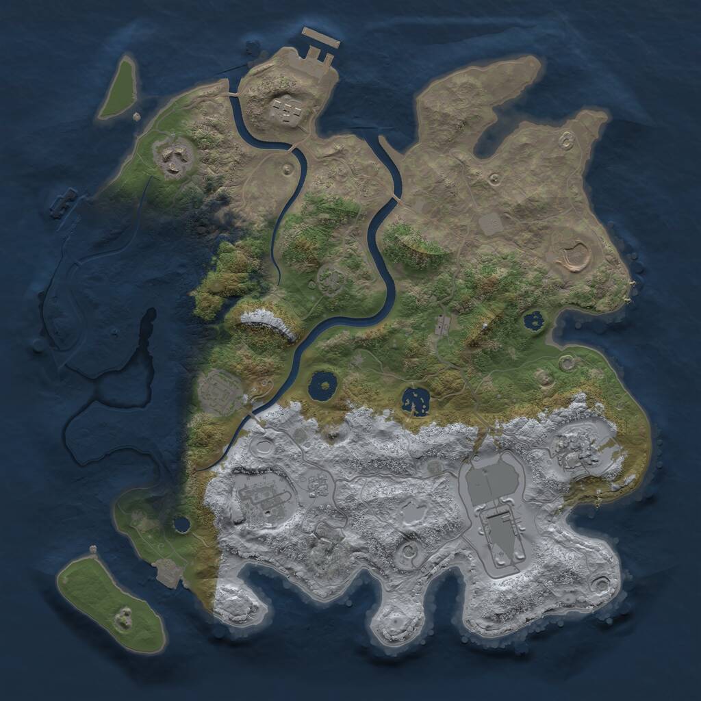 Rust Map: Procedural Map, Size: 3600, Seed: 14115517, 14 Monuments