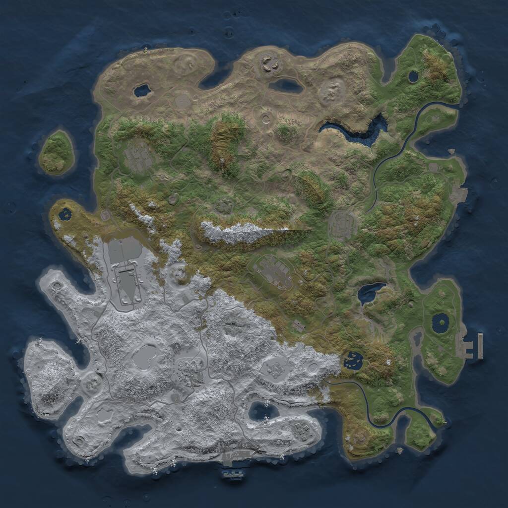 Rust Map: Procedural Map, Size: 4000, Seed: 34244998, 14 Monuments