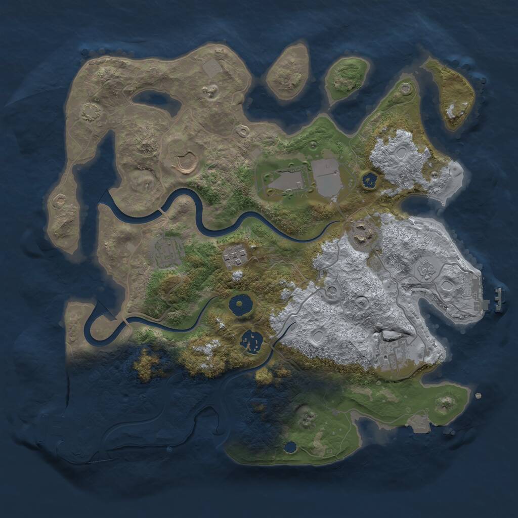 Rust Map: Procedural Map, Size: 3500, Seed: 1902640545, 13 Monuments