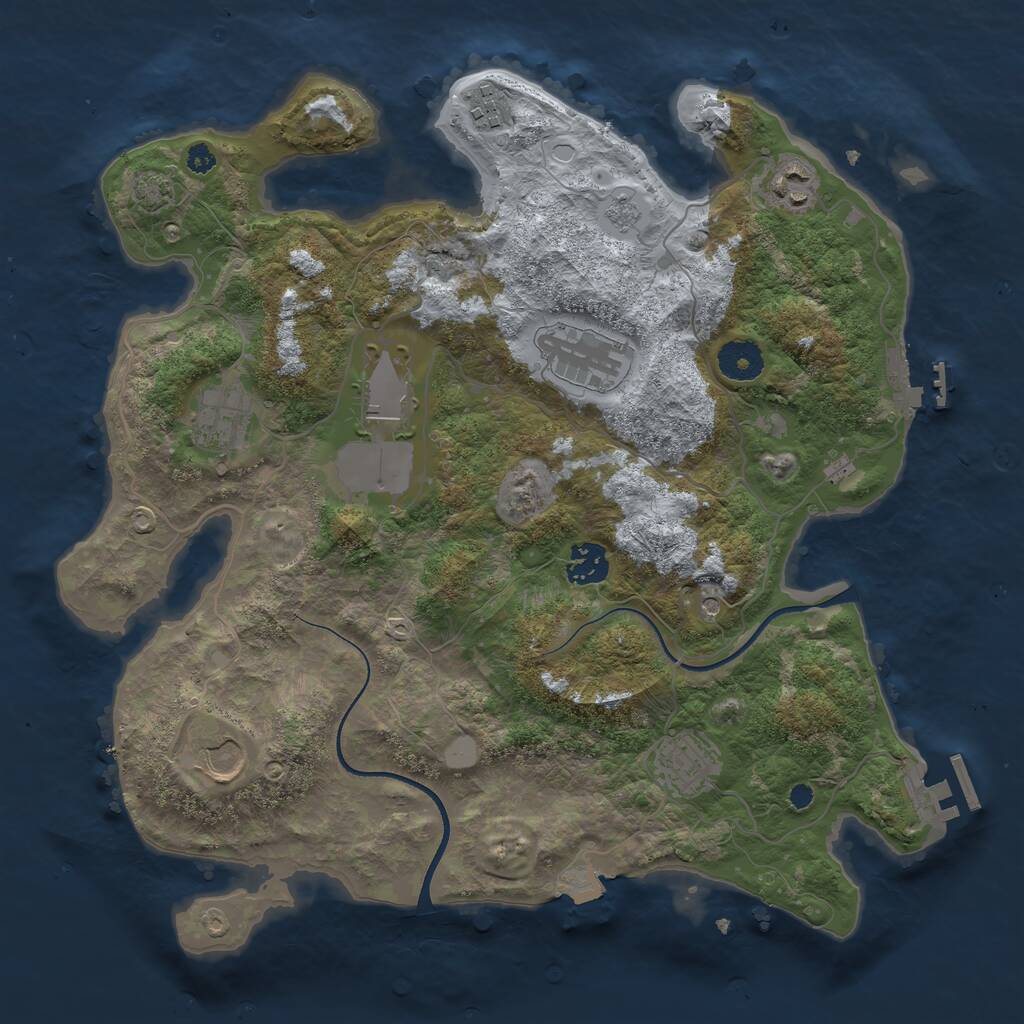 Rust Map: Procedural Map, Size: 3550, Seed: 45067054, 14 Monuments