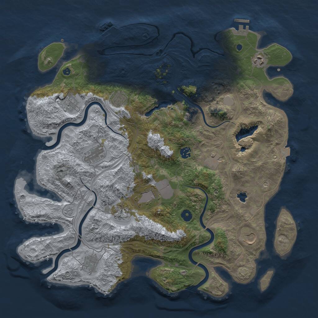 Rust Map: Procedural Map, Size: 4250, Seed: 823704130, 17 Monuments