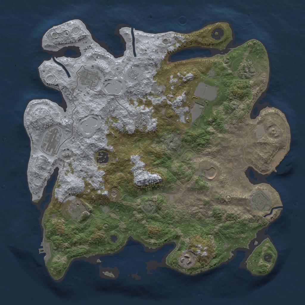 Rust Map: Procedural Map, Size: 3700, Seed: 571402544, 18 Monuments