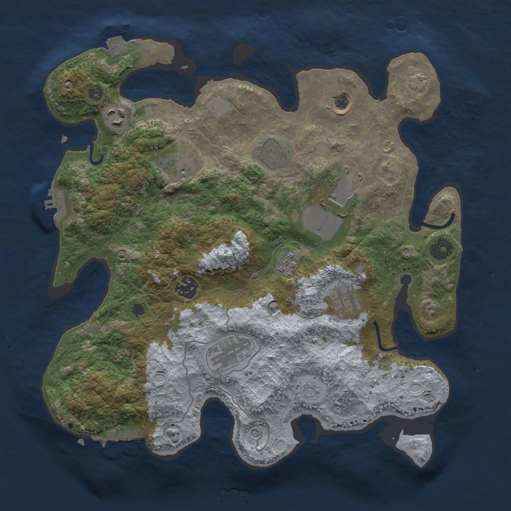 Rust Map: Procedural Map, Size: 3500, Seed: 888141454, 17 Monuments
