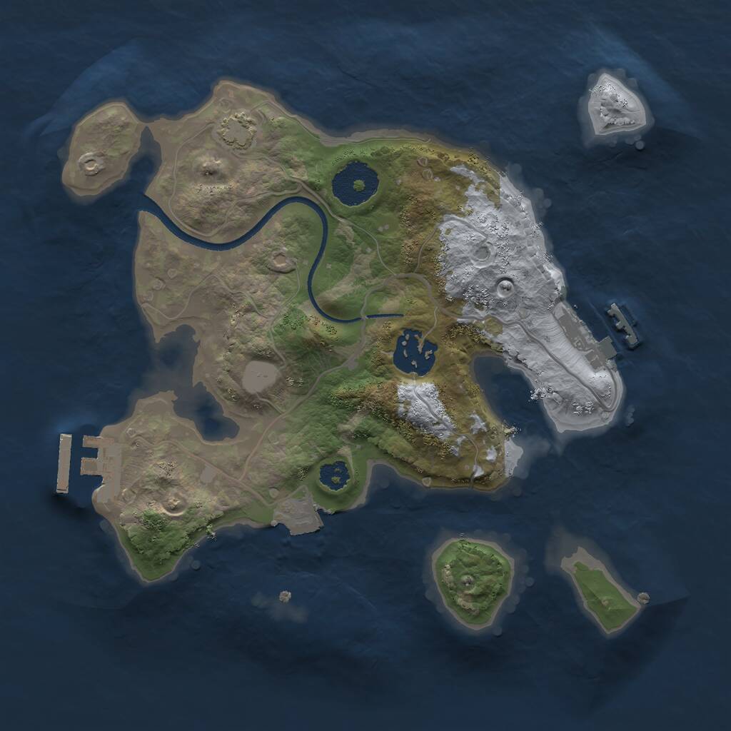 Rust Map: Procedural Map, Size: 2500, Seed: 96483916, 5 Monuments
