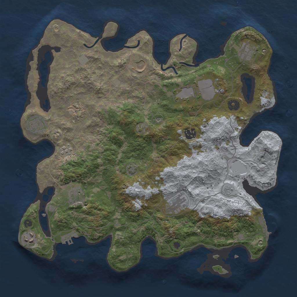 Rust Map: Procedural Map, Size: 3750, Seed: 926400786, 18 Monuments