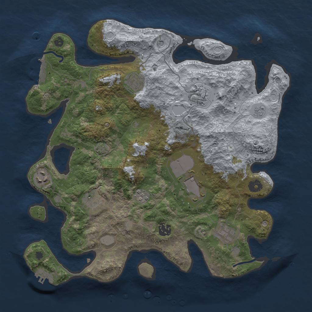 Rust Map: Procedural Map, Size: 3500, Seed: 1467521206, 16 Monuments