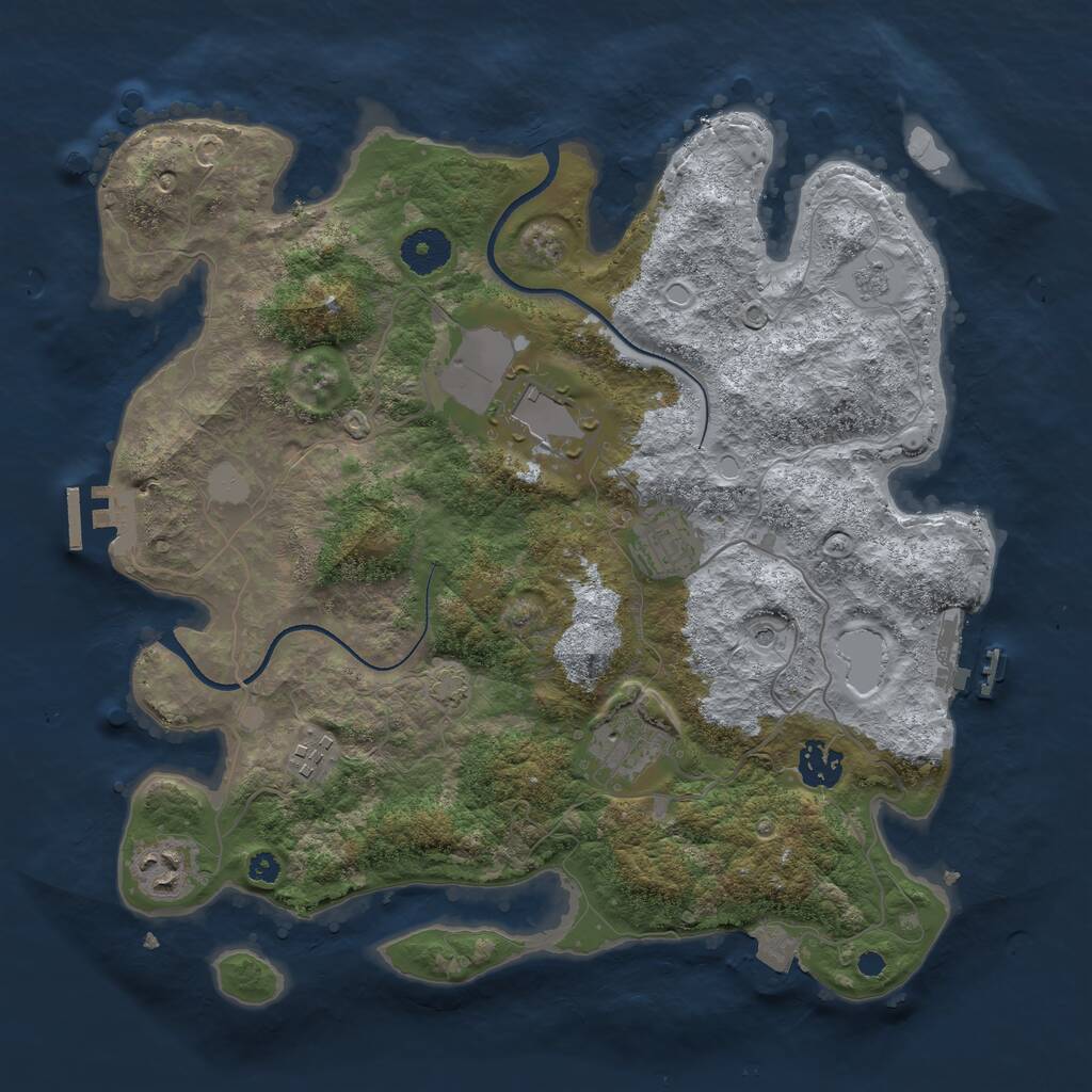 Rust Map: Procedural Map, Size: 3500, Seed: 725277283, 12 Monuments