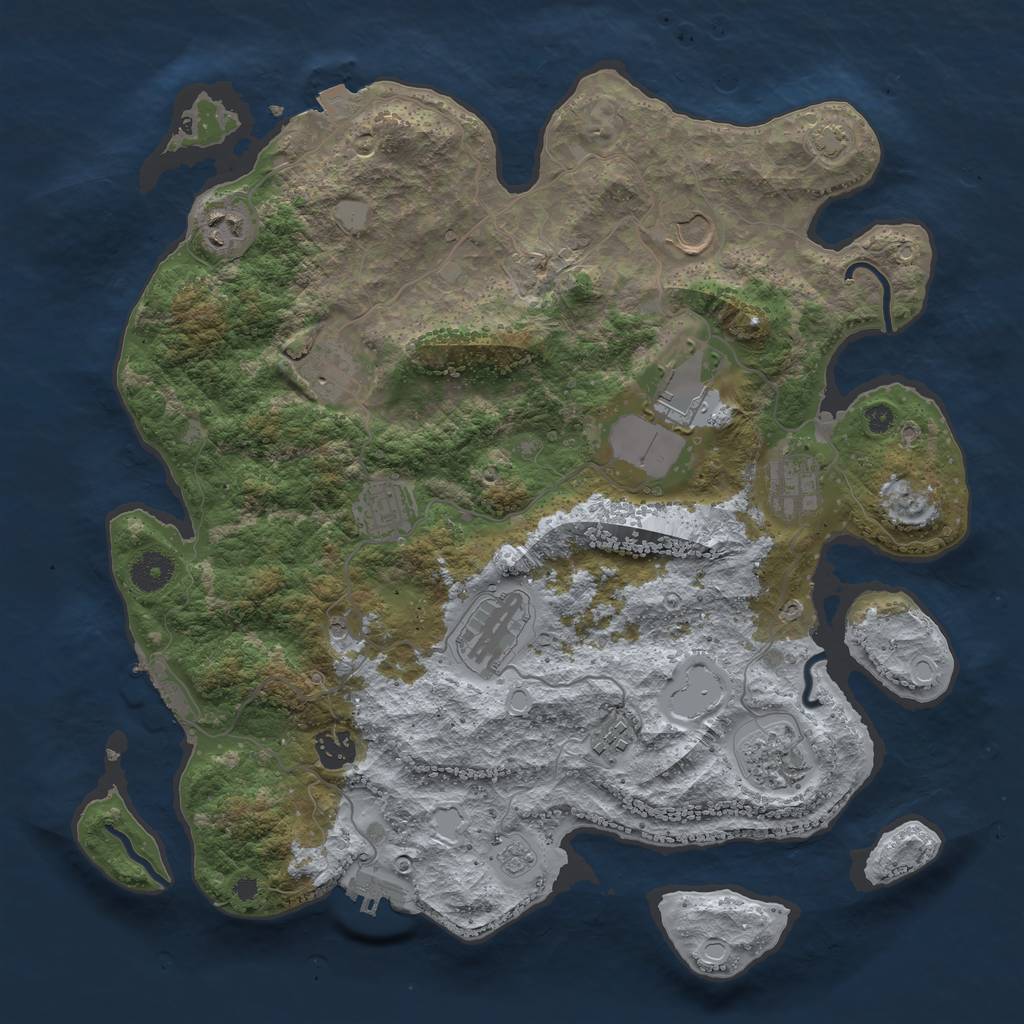 Rust Map: Procedural Map, Size: 3800, Seed: 48080455, 18 Monuments