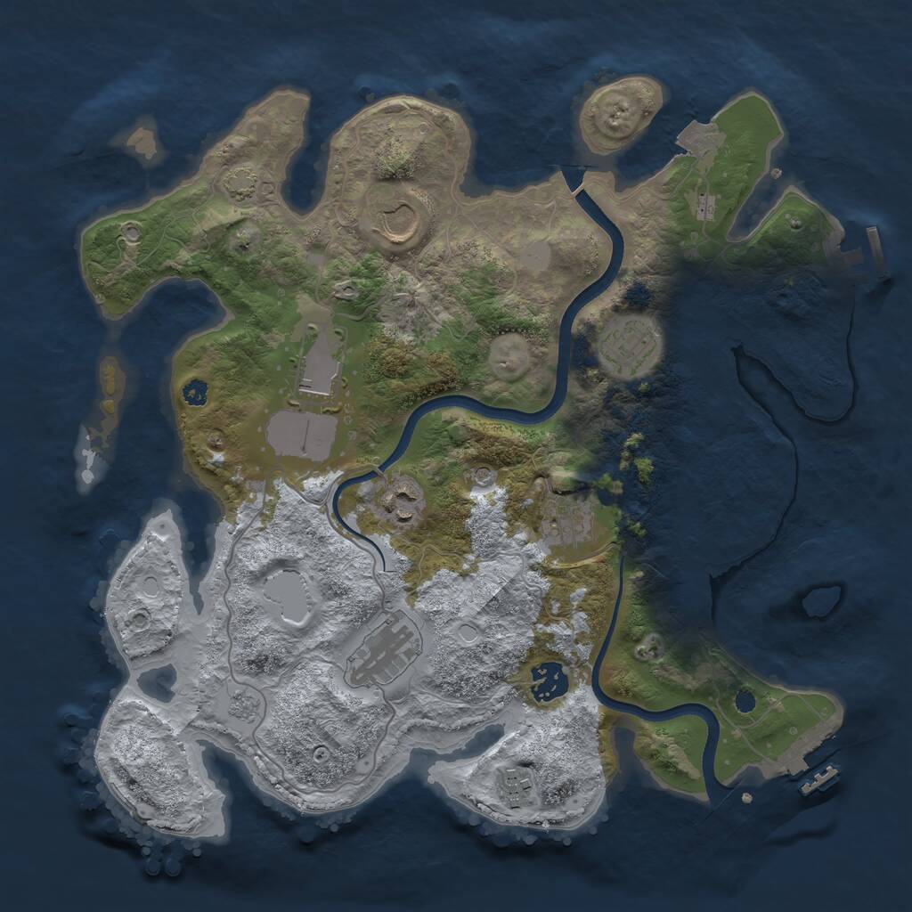 Rust Map: Procedural Map, Size: 3500, Seed: 47431724, 14 Monuments