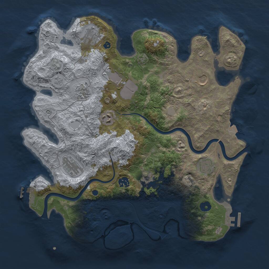 Rust Map: Procedural Map, Size: 3750, Seed: 91362253, 16 Monuments