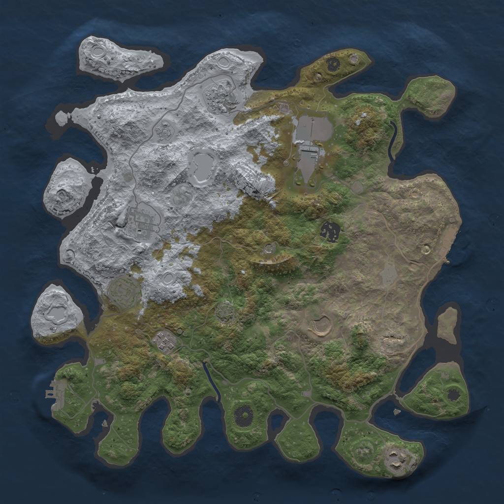 Rust Map: Procedural Map, Size: 3700, Seed: 939134300, 16 Monuments