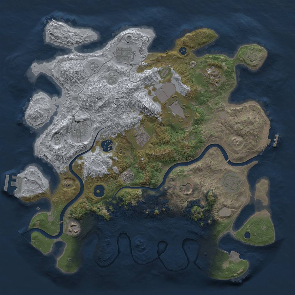 Rust Map: Procedural Map, Size: 3700, Seed: 939134300, 16 Monuments