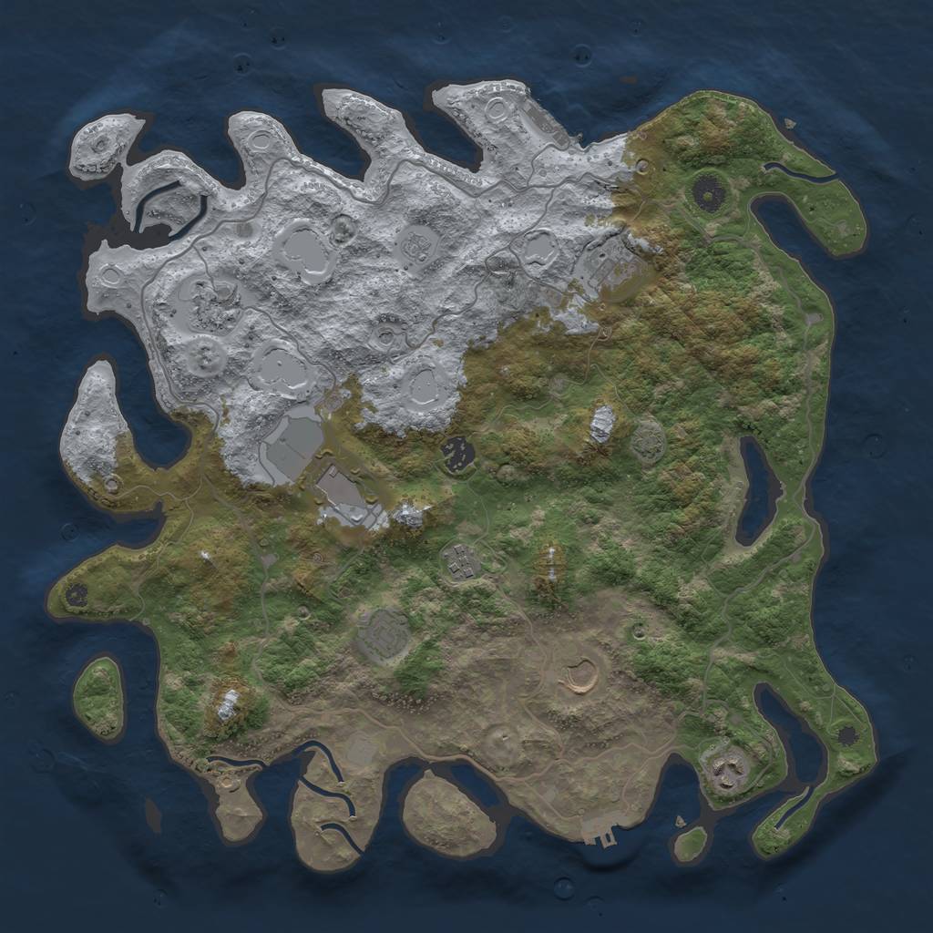 Rust Map: Procedural Map, Size: 4100, Seed: 50392225, 16 Monuments