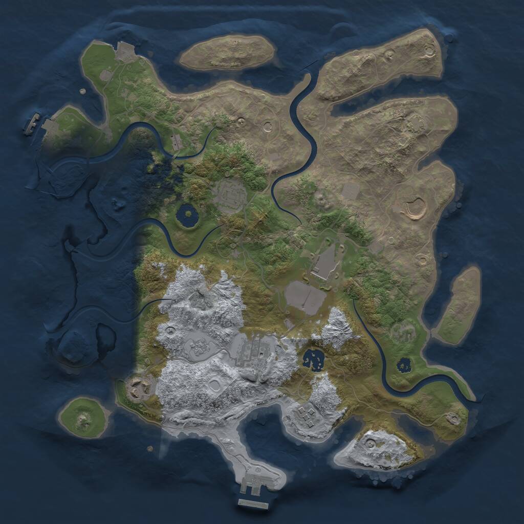Rust Map: Procedural Map, Size: 3500, Seed: 1809764012, 13 Monuments
