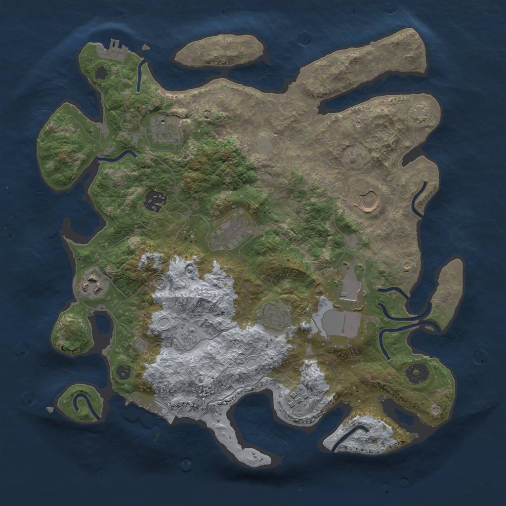 Rust Map: Procedural Map, Size: 3500, Seed: 1809764012, 16 Monuments