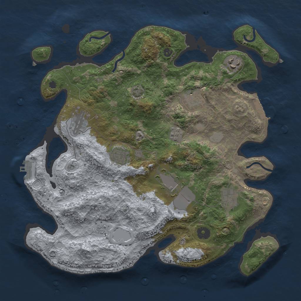 Rust Map: Procedural Map, Size: 3500, Seed: 346997829, 15 Monuments