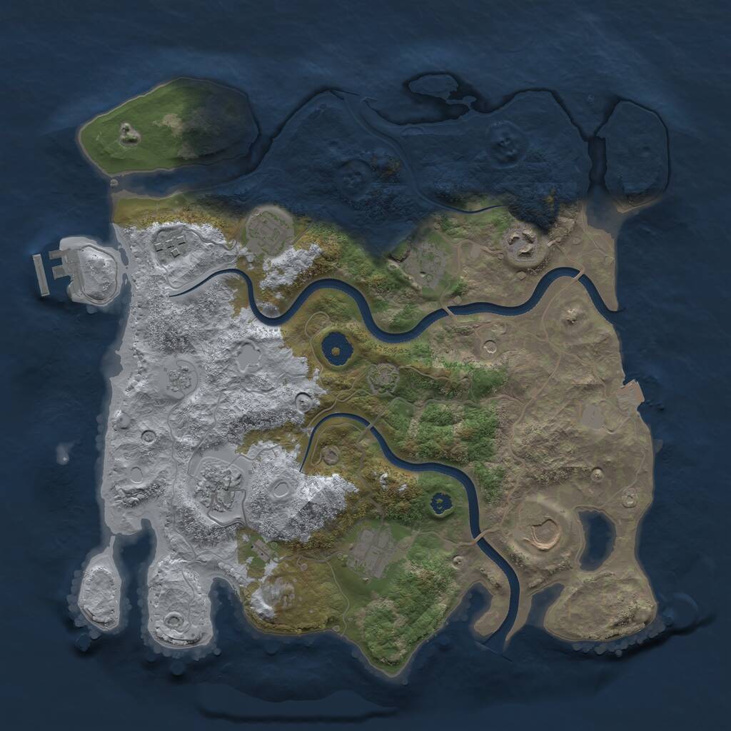 Rust Map: Procedural Map, Size: 3500, Seed: 594012075, 12 Monuments
