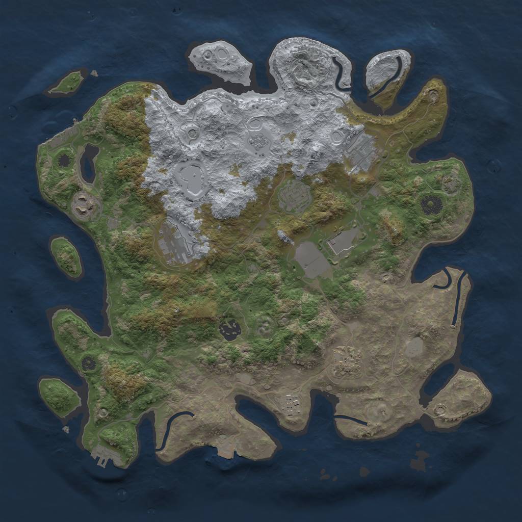 Rust Map: Procedural Map, Size: 3750, Seed: 8609011, 16 Monuments