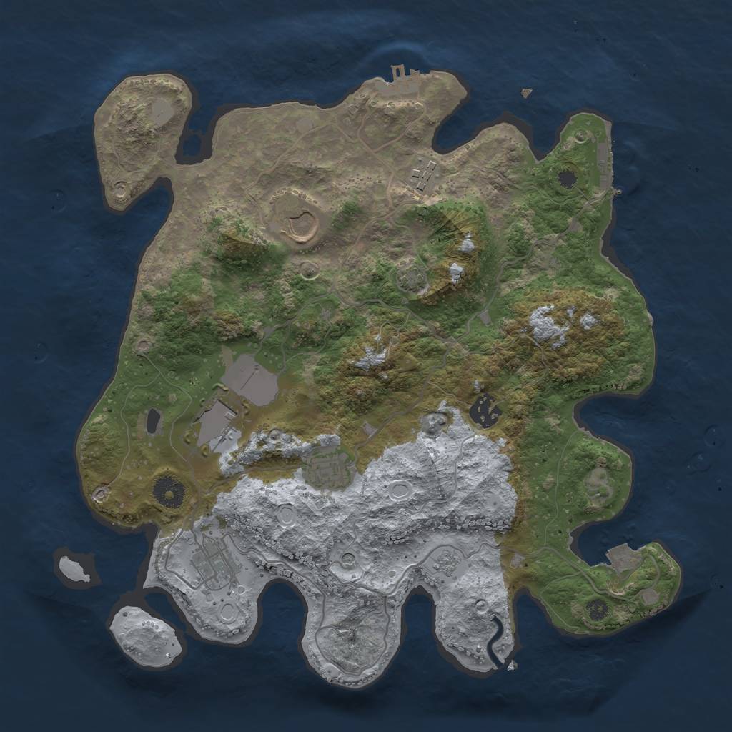 Rust Map: Procedural Map, Size: 3500, Seed: 45943376, 14 Monuments