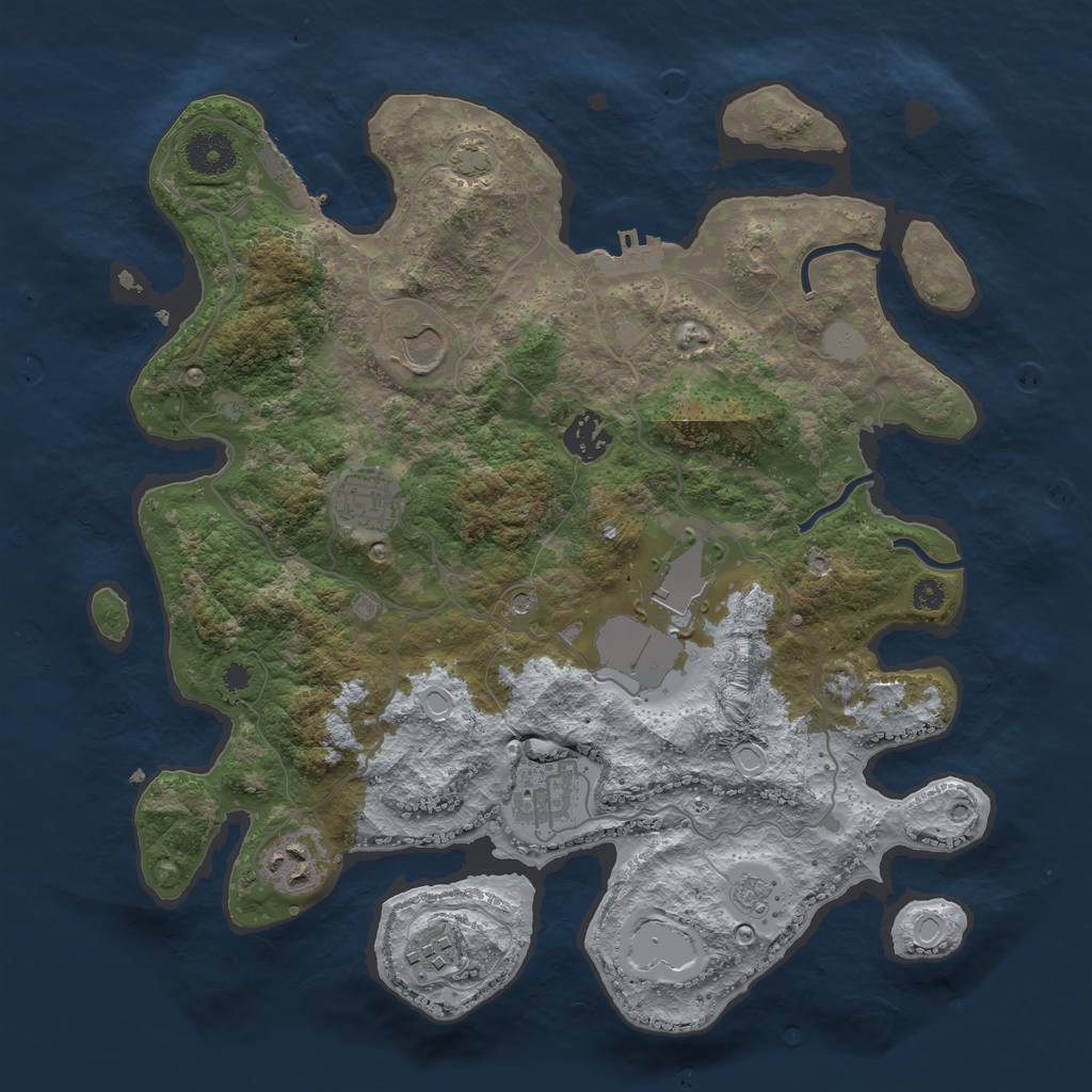 Rust Map: Procedural Map, Size: 3500, Seed: 739777315, 15 Monuments