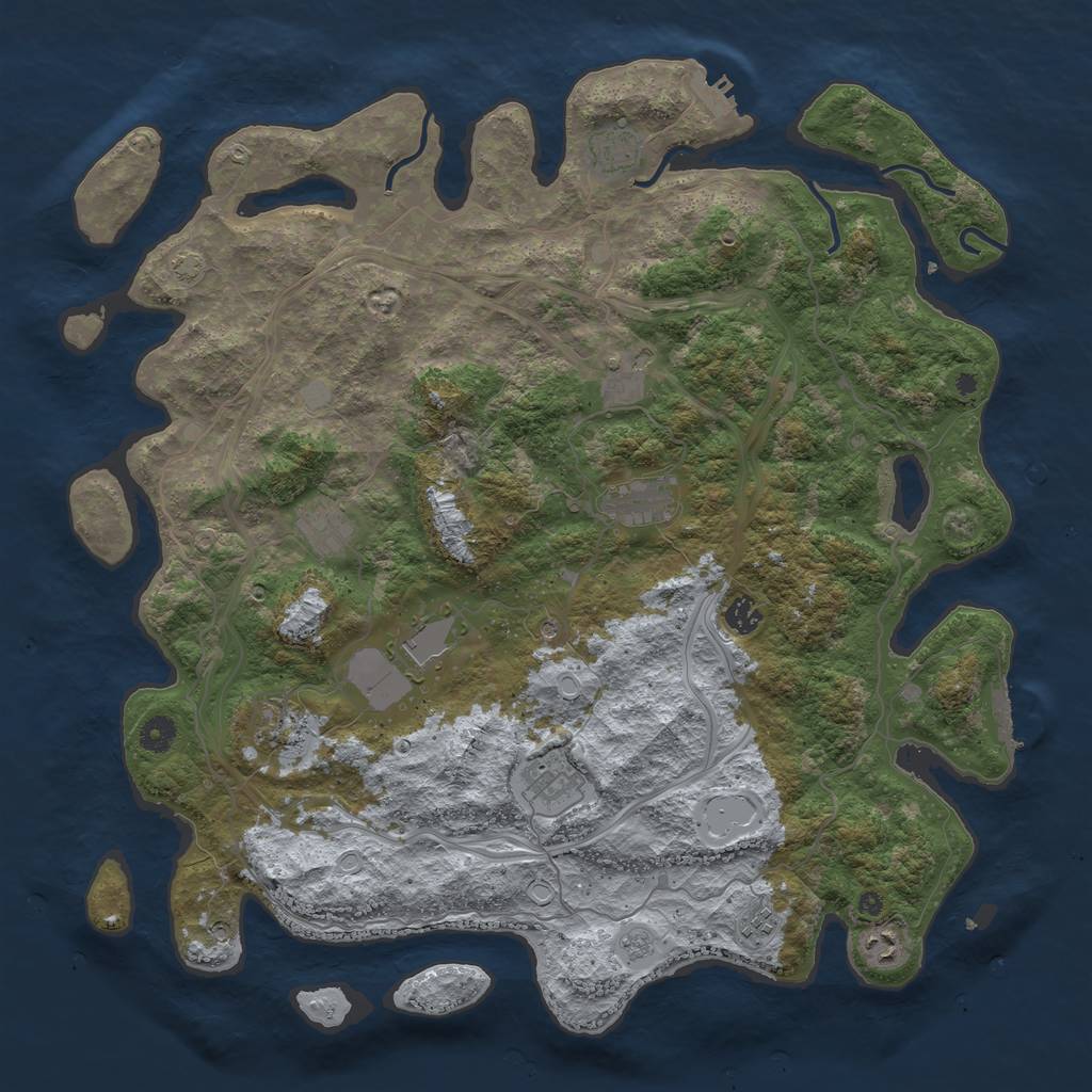 Rust Map: Procedural Map, Size: 4500, Seed: 85896989, 18 Monuments