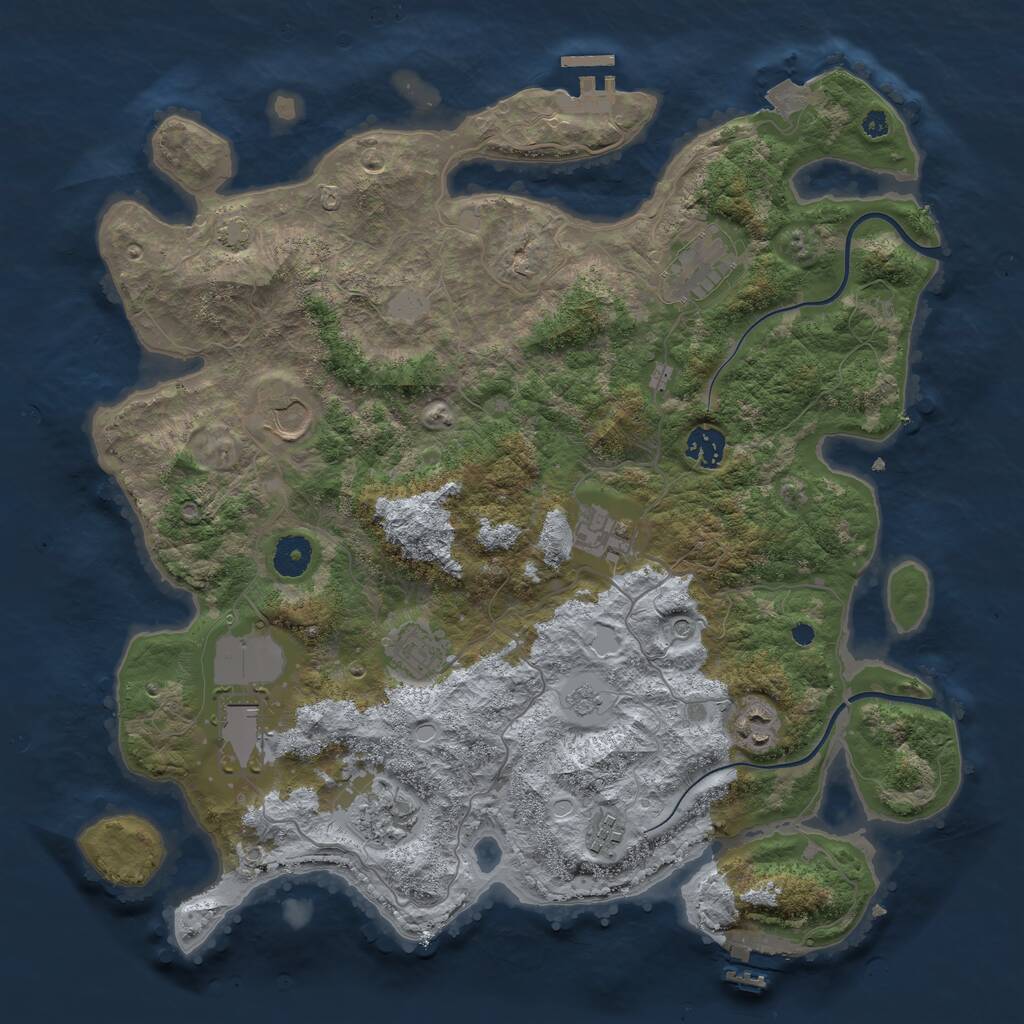 Rust Map: Procedural Map, Size: 3850, Seed: 6937242, 15 Monuments