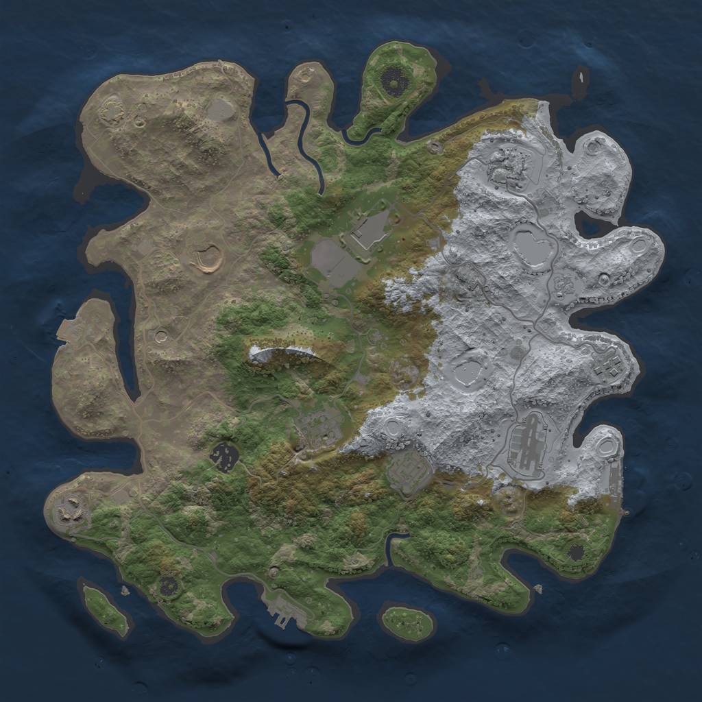 Rust Map: Procedural Map, Size: 3750, Seed: 1694627165, 17 Monuments